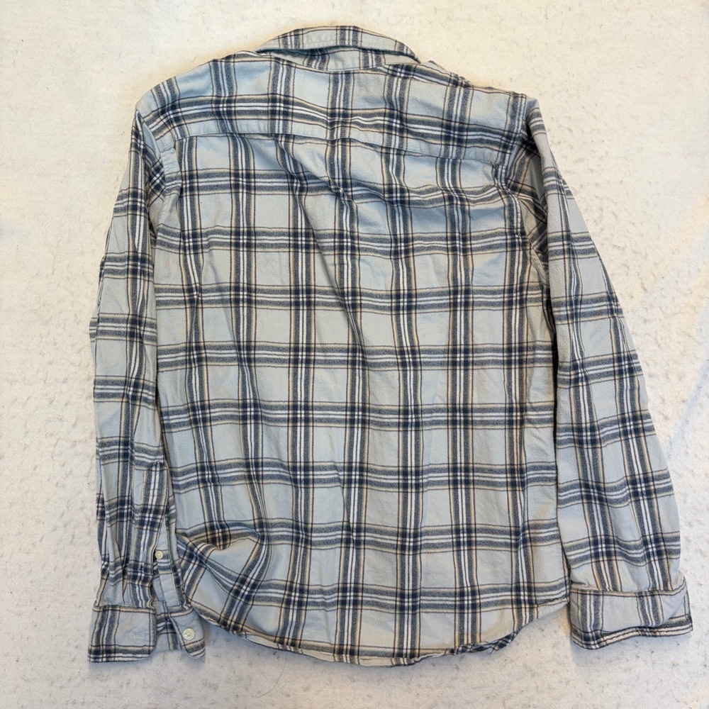 Abercrombie & Fitch Flannel Shirt Mens Medium Blue Plaid Long Sleeve Cotton - Picture 3 of 6